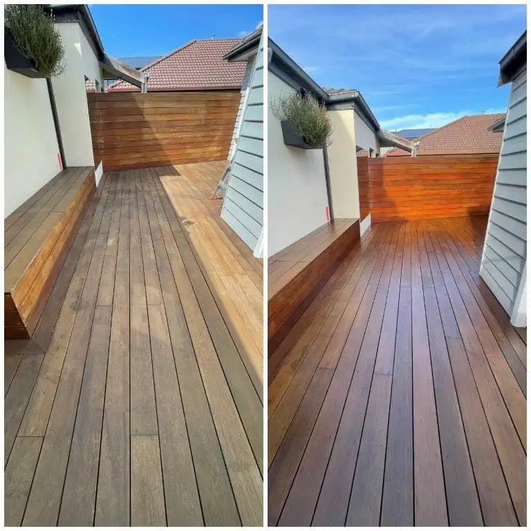 Deck sistre cila sonrası parlak ve korunmuş ahşap yüzey